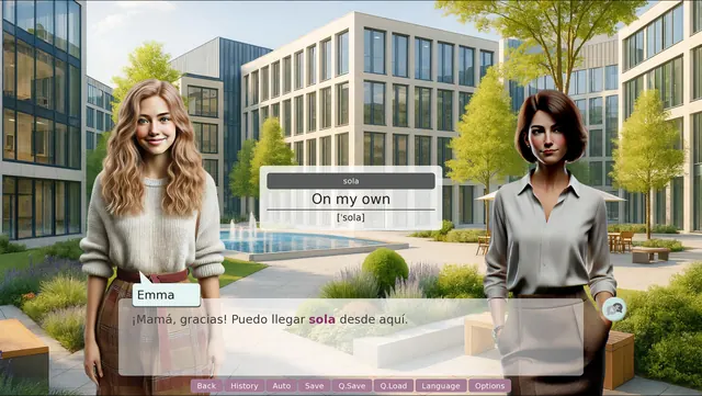Tapping the Spanish word sola shows its translation and transcription